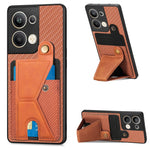 Custodia per cellulare con porta carte di credito in fibra di carbonio, For OPPO A57 4G, For OPPO Reno9, For OPPO Reno9 Pro+, For Xiaomi Poco M5 4G