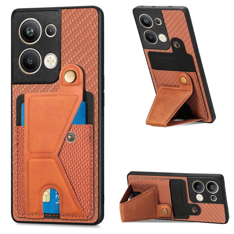 Custodia per cellulare con porta carte di credito in fibra di carbonio, For OPPO A57 4G, For OPPO Reno9, For OPPO Reno9 Pro+, For Xiaomi Poco M5 4G