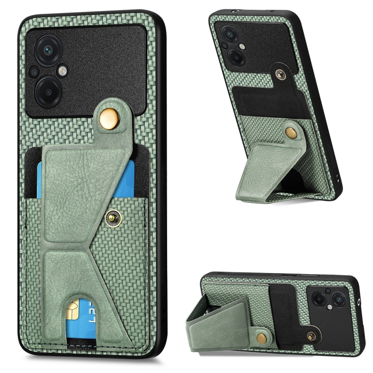 Custodia per cellulare con porta carte di credito in fibra di carbonio, For OPPO A57 4G, For OPPO Reno9, For OPPO Reno9 Pro+, For Xiaomi Poco M5 4G