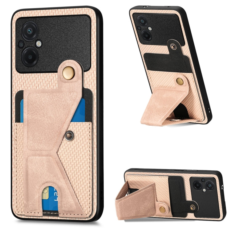 Custodia per cellulare con porta carte di credito in fibra di carbonio, For OPPO A57 4G, For OPPO Reno9, For OPPO Reno9 Pro+, For Xiaomi Poco M5 4G