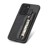 Custodia per telefono a portafoglio con cerniera lampo in fibra di carbonio, For OPPO A57 4G, For OPPO Reno9, For OPPO Reno9 Pro+, For Xiaomi Poco M5 4G