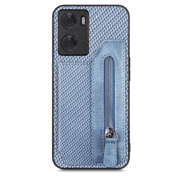 Custodia per telefono a portafoglio con cerniera lampo in fibra di carbonio, For OPPO A57 4G, For OPPO Reno9, For OPPO Reno9 Pro+, For Xiaomi Poco M5 4G