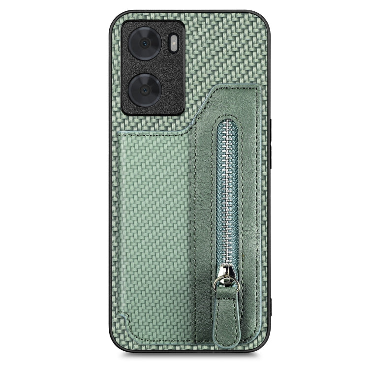 Custodia per telefono a portafoglio con cerniera lampo in fibra di carbonio, For OPPO A57 4G, For OPPO Reno9, For OPPO Reno9 Pro+, For Xiaomi Poco M5 4G