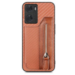 Custodia per telefono a portafoglio con cerniera lampo in fibra di carbonio, For OPPO A57 4G, For OPPO Reno9, For OPPO Reno9 Pro+, For Xiaomi Poco M5 4G