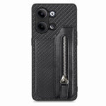 Custodia per telefono a portafoglio con cerniera lampo in fibra di carbonio, For OPPO A57 4G, For OPPO Reno9, For OPPO Reno9 Pro+, For Xiaomi Poco M5 4G