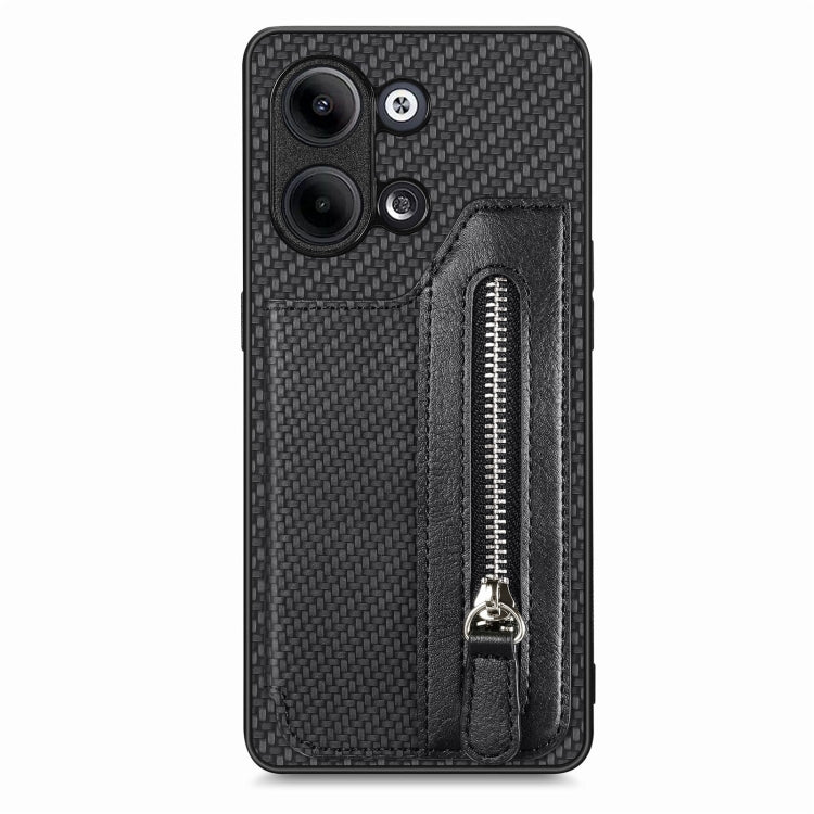 Custodia per telefono a portafoglio con cerniera lampo in fibra di carbonio, For OPPO A57 4G, For OPPO Reno9, For OPPO Reno9 Pro+, For Xiaomi Poco M5 4G