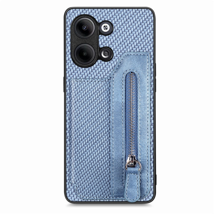 Custodia per telefono a portafoglio con cerniera lampo in fibra di carbonio, For OPPO A57 4G, For OPPO Reno9, For OPPO Reno9 Pro+, For Xiaomi Poco M5 4G