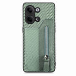 Custodia per telefono a portafoglio con cerniera lampo in fibra di carbonio, For OPPO A57 4G, For OPPO Reno9, For OPPO Reno9 Pro+, For Xiaomi Poco M5 4G