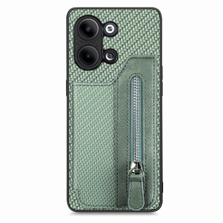 Custodia per telefono a portafoglio con cerniera lampo in fibra di carbonio, For OPPO A57 4G, For OPPO Reno9, For OPPO Reno9 Pro+, For Xiaomi Poco M5 4G