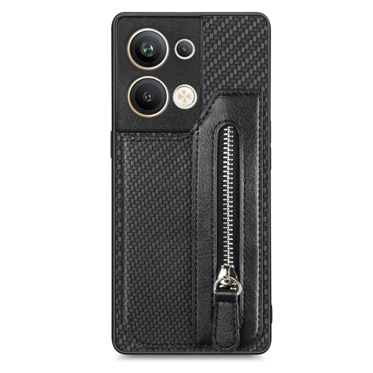 Custodia per telefono a portafoglio con cerniera lampo in fibra di carbonio, For OPPO A57 4G, For OPPO Reno9, For OPPO Reno9 Pro+, For Xiaomi Poco M5 4G