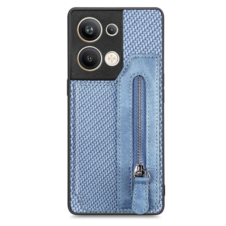 Custodia per telefono a portafoglio con cerniera lampo in fibra di carbonio, For OPPO A57 4G, For OPPO Reno9, For OPPO Reno9 Pro+, For Xiaomi Poco M5 4G