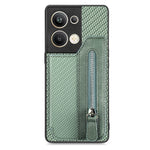 Custodia per telefono a portafoglio con cerniera lampo in fibra di carbonio, For OPPO A57 4G, For OPPO Reno9, For OPPO Reno9 Pro+, For Xiaomi Poco M5 4G