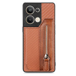 Custodia per telefono a portafoglio con cerniera lampo in fibra di carbonio, For OPPO A57 4G, For OPPO Reno9, For OPPO Reno9 Pro+, For Xiaomi Poco M5 4G