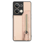 Custodia per telefono a portafoglio con cerniera lampo in fibra di carbonio, For OPPO A57 4G, For OPPO Reno9, For OPPO Reno9 Pro+, For Xiaomi Poco M5 4G