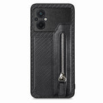 Custodia per telefono a portafoglio con cerniera lampo in fibra di carbonio, For OPPO A57 4G, For OPPO Reno9, For OPPO Reno9 Pro+, For Xiaomi Poco M5 4G