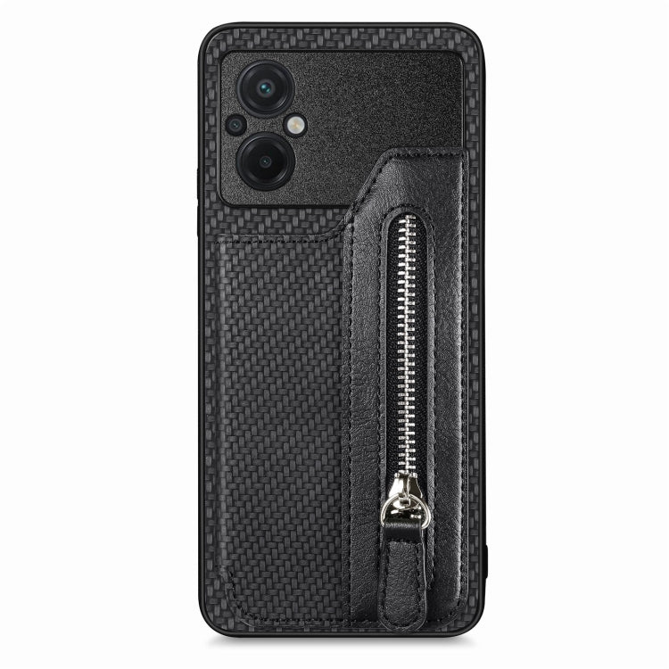 Custodia per telefono a portafoglio con cerniera lampo in fibra di carbonio, For OPPO A57 4G, For OPPO Reno9, For OPPO Reno9 Pro+, For Xiaomi Poco M5 4G