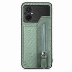 Custodia per telefono a portafoglio con cerniera lampo in fibra di carbonio, For OPPO A57 4G, For OPPO Reno9, For OPPO Reno9 Pro+, For Xiaomi Poco M5 4G