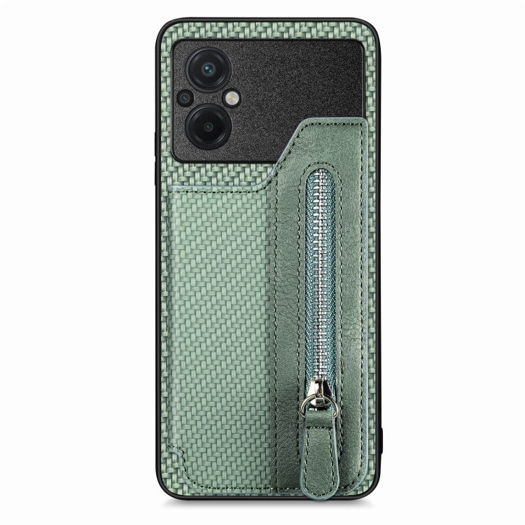 Custodia per telefono a portafoglio con cerniera lampo in fibra di carbonio, For OPPO A57 4G, For OPPO Reno9, For OPPO Reno9 Pro+, For Xiaomi Poco M5 4G