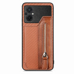 Custodia per telefono a portafoglio con cerniera lampo in fibra di carbonio, For OPPO A57 4G, For OPPO Reno9, For OPPO Reno9 Pro+, For Xiaomi Poco M5 4G