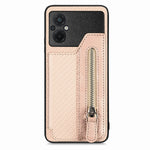 Custodia per telefono a portafoglio con cerniera lampo in fibra di carbonio, For OPPO A57 4G, For OPPO Reno9, For OPPO Reno9 Pro+, For Xiaomi Poco M5 4G