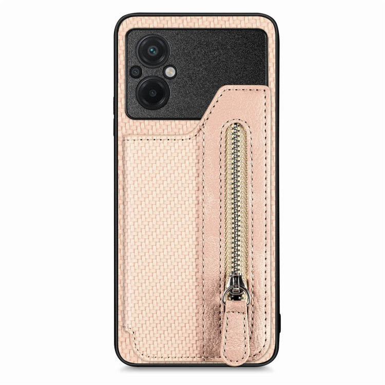 Custodia per telefono a portafoglio con cerniera lampo in fibra di carbonio, For OPPO A57 4G, For OPPO Reno9, For OPPO Reno9 Pro+, For Xiaomi Poco M5 4G