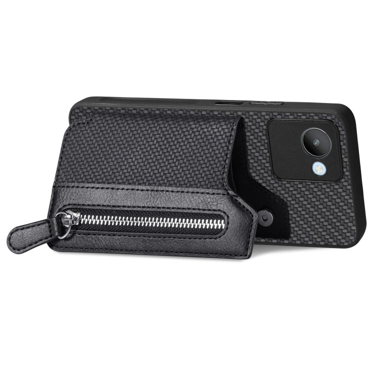 Custodia per telefono a portafoglio con cerniera lampo in fibra di carbonio, For Realme C30, For Xiaomi 13 Pro, For Xiaomi 13, For Google Pixel 7A