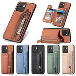 Custodia per telefono a portafoglio con cerniera lampo in fibra di carbonio, For Realme C30, For Xiaomi 13 Pro, For Xiaomi 13, For Google Pixel 7A