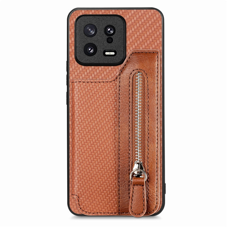 Custodia per telefono a portafoglio con cerniera lampo in fibra di carbonio, For Realme C30, For Xiaomi 13 Pro, For Xiaomi 13, For Google Pixel 7A