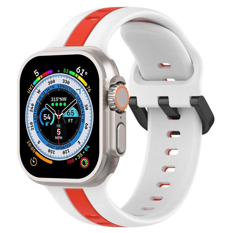 Cinturino in silicone con fibbia ad anello bicolore, For Apple Watch Ultra 49mm, For Apple Watch Series 8&7 45mm