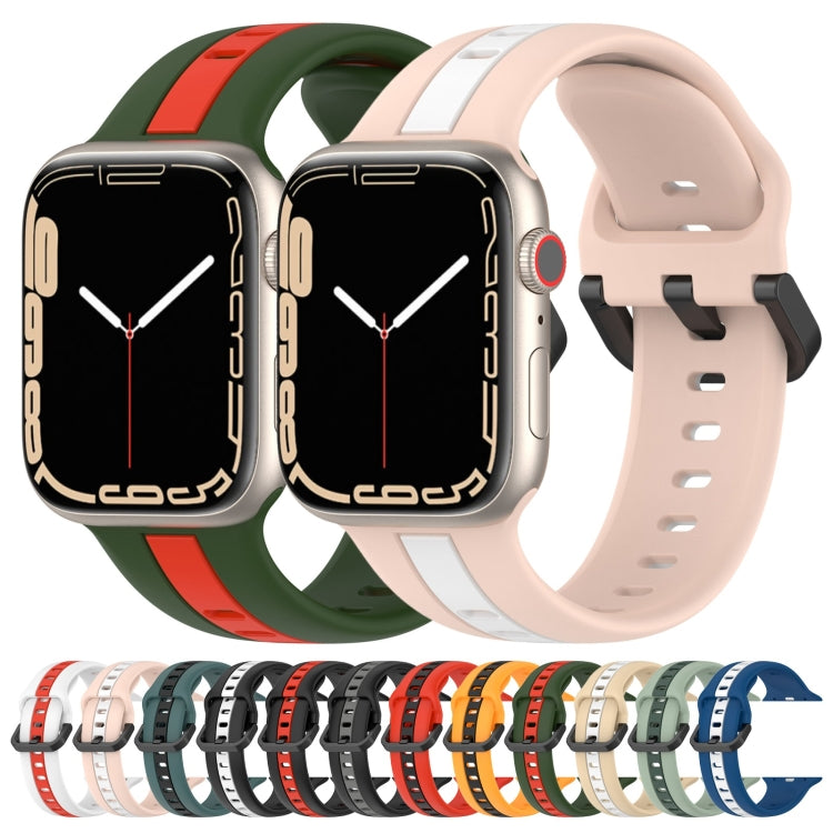 Cinturino in silicone con fibbia ad anello bicolore, For Apple Watch Series 8&7 41mm