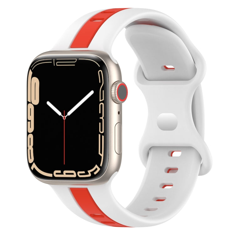 Cinturino in silicone bicolore con fibbia a farfalla, For Apple Watch Series 8&7 45mm