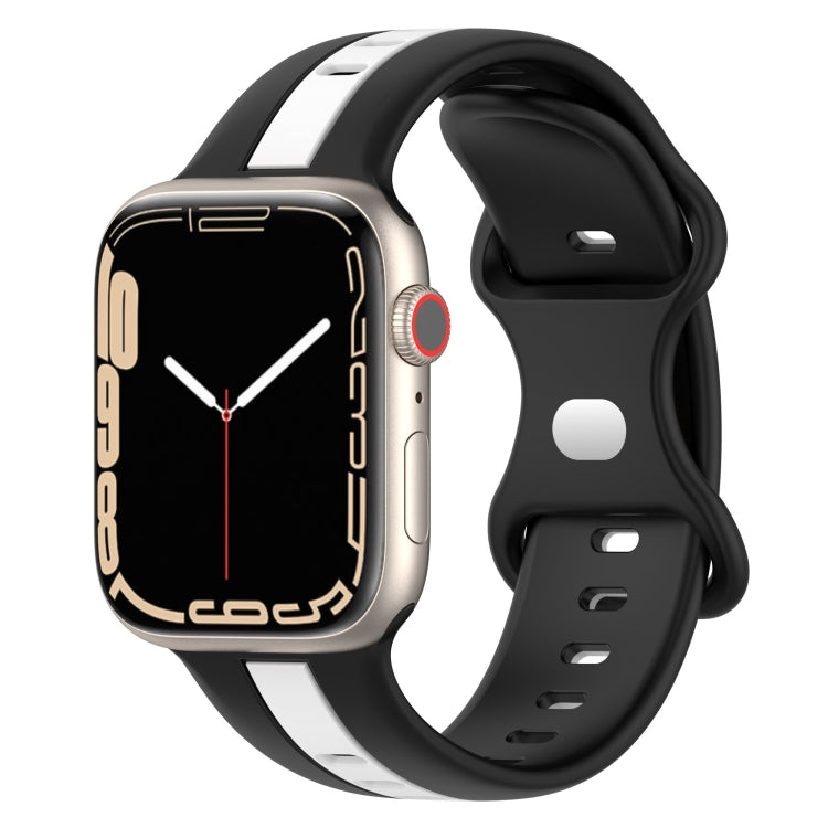 Cinturino in silicone bicolore con fibbia a farfalla, For Apple Watch Series 8&7 45mm