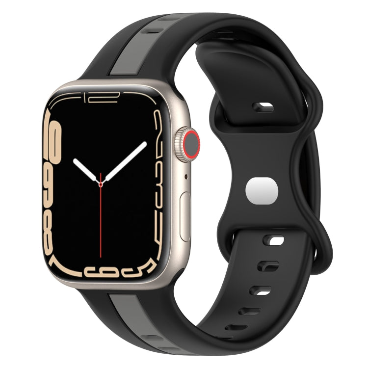 Cinturino in silicone bicolore con fibbia a farfalla, For Apple Watch Series 8&7 45mm