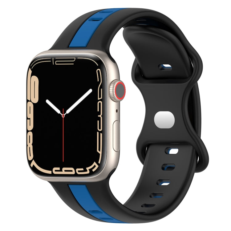 Cinturino in silicone bicolore con fibbia a farfalla, For Apple Watch Series 8&7 45mm
