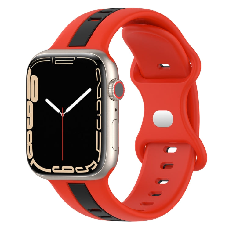 Cinturino in silicone bicolore con fibbia a farfalla, For Apple Watch Series 8&7 45mm