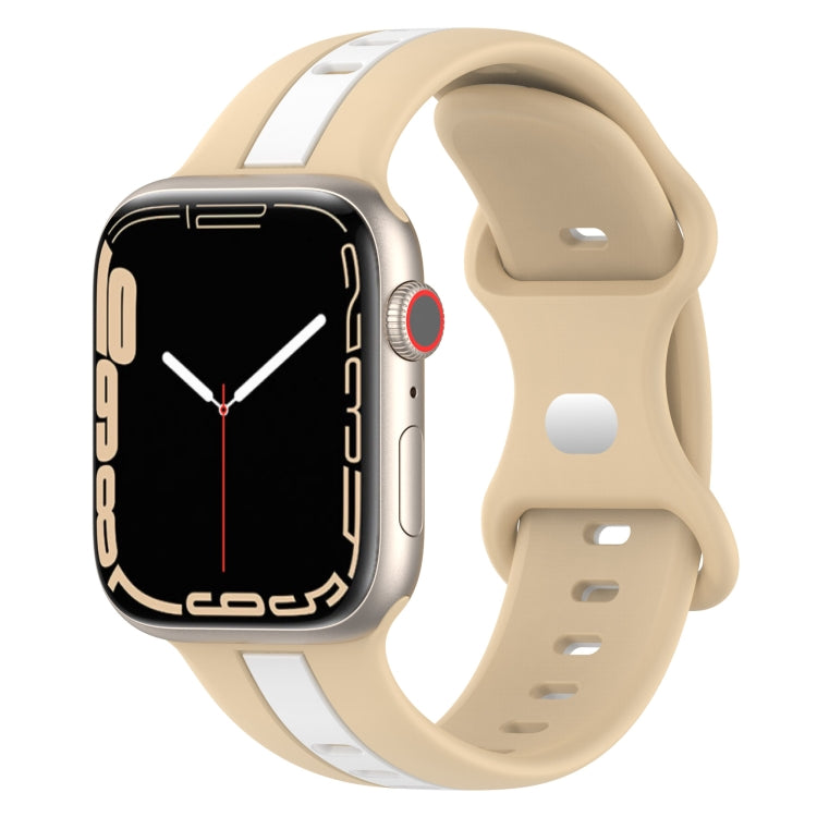 Cinturino in silicone bicolore con fibbia a farfalla, For Apple Watch Series 8&7 45mm