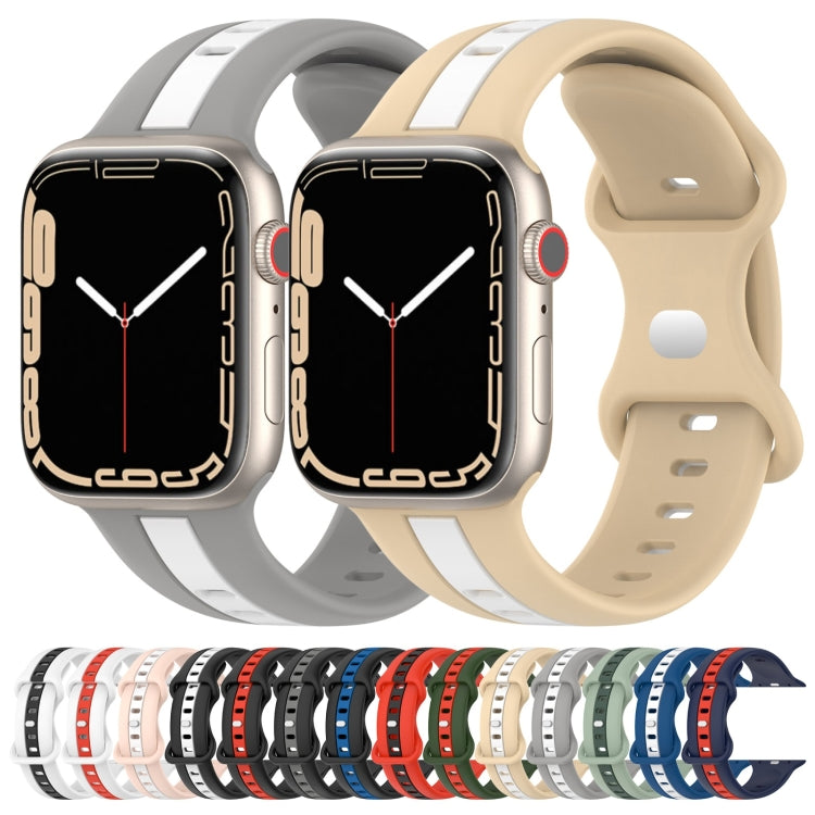 Cinturino in silicone bicolore con fibbia a farfalla, For Apple Watch Series 8&7 45mm