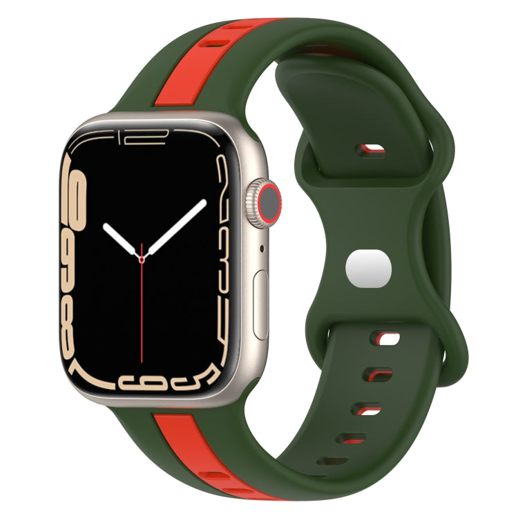 Cinturino in silicone bicolore con fibbia a farfalla, For Apple Watch Series 8&7 41mm
