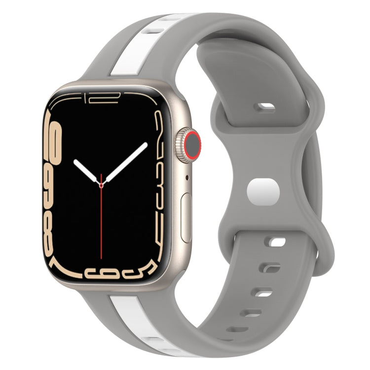 Cinturino in silicone bicolore con fibbia a farfalla, For Apple Watch Series 8&7 41mm