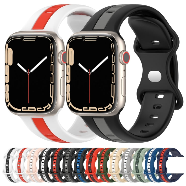 Cinturino in silicone bicolore con fibbia a farfalla, For Apple Watch Series 8&7 41mm