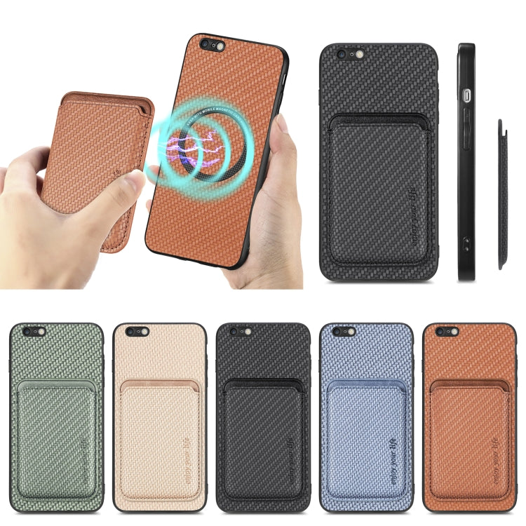 Custodia per telefono magnetica Magsafe in pelle in fibra di carbonio, For iPhone 6 Plus / 6S Plus, For iPhone 13, For iPhone 7 Plus / 8 Plus, For iPhone 11