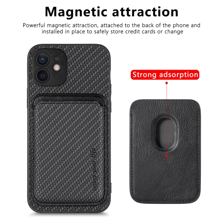 Custodia per telefono magnetica Magsafe in pelle in fibra di carbonio, For iPhone 11 Pro Max, For iPhone 12 mini, For iPhone 13 mini, For iPhone 13 Pro Max