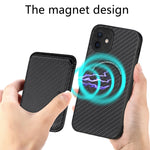 Custodia per telefono magnetica Magsafe in pelle in fibra di carbonio, For iPhone 11 Pro Max, For iPhone 12 mini, For iPhone 13 mini, For iPhone 13 Pro Max