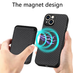 Custodia per telefono magnetica Magsafe in pelle in fibra di carbonio, For iPhone 14, For iPhone 14 Plus, For iPhone 14 Pro, For iPhone 14 Pro Max