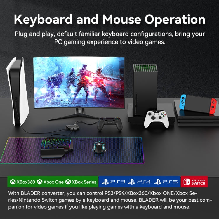 Convertitore di videogiochi 7 in 1 Convertitore di tastiera Mouse Strumento ausiliario di gioco di tiro, 7 in 1 Video Game Converter
