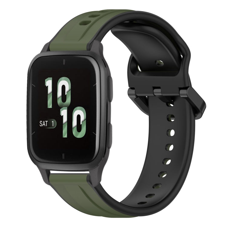 Cinturino in silicone bicolore con anello convesso da 20 mm, For Garmin Forerunner Sq2, For Garmin Forerunner Sq2 Music