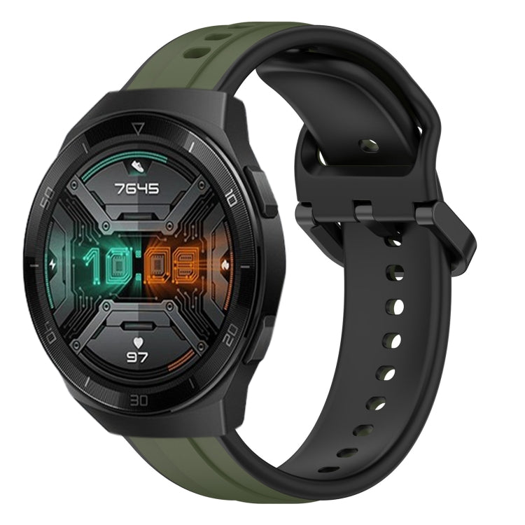 Cinturino in silicone bicolore con anello convesso da 22 mm, For Huawei Watch GT 2E, For Huawei GT2 46mm