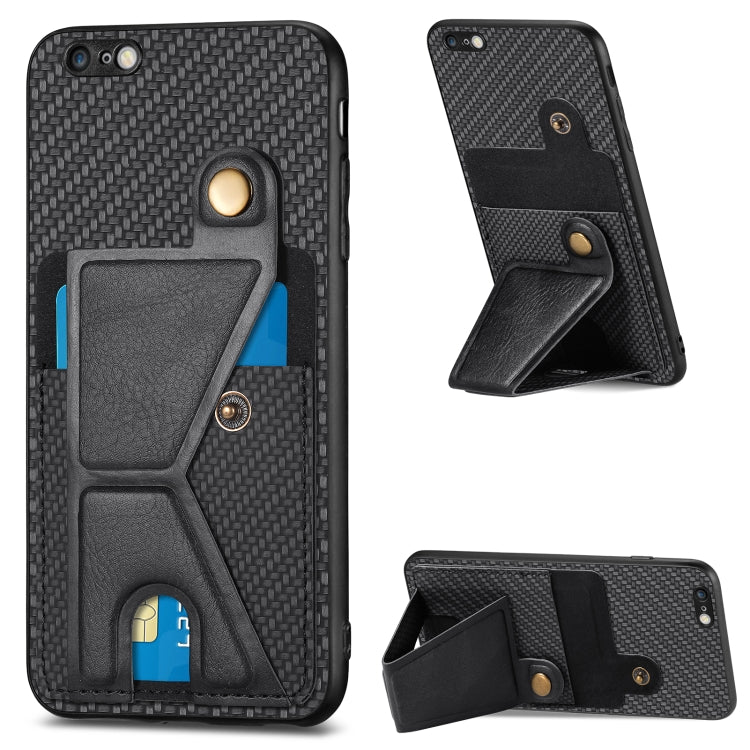 Portafoglio in fibra di carbonio Flip Card Custodia per telefono con supporto a forma di K, For iPhone 6 / 6s, For iPhone 6 Plus / 6s Plus, For iPhone SE 2022 / 2020 / 7 / 8, For iPhone 7 Plus / 8 Plus