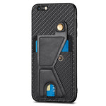Portafoglio in fibra di carbonio Flip Card Custodia per telefono con supporto a forma di K, For iPhone 6 / 6s, For iPhone 6 Plus / 6s Plus, For iPhone SE 2022 / 2020 / 7 / 8, For iPhone 7 Plus / 8 Plus