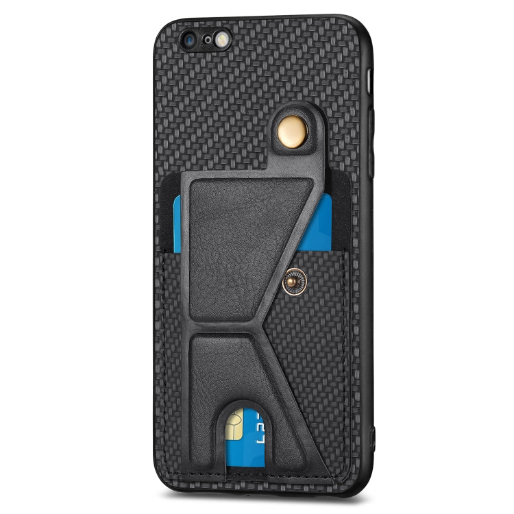 Portafoglio in fibra di carbonio Flip Card Custodia per telefono con supporto a forma di K, For iPhone 6 / 6s, For iPhone 6 Plus / 6s Plus, For iPhone SE 2022 / 2020 / 7 / 8, For iPhone 7 Plus / 8 Plus